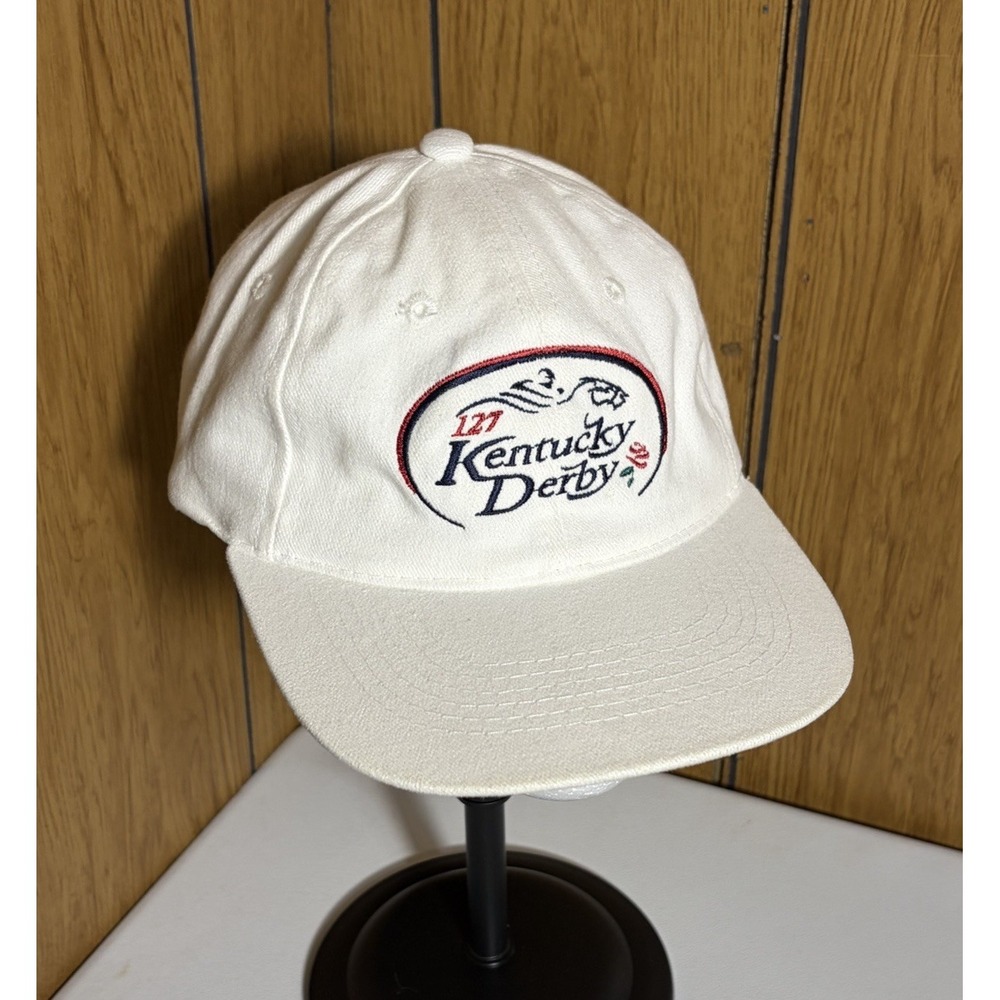 NWT Vintage 2001 127th Kentucky‎ Derby Embroidered Hat Cap White Adjustable Y2k